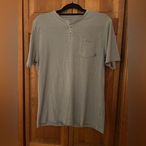 Free Fly Men’s Sz M Blue Striped Golf Short Sleeve Shirt Top